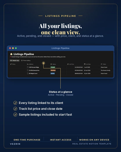 Solo Agent OS: Real Estate Agent Notion Template - Vezrin