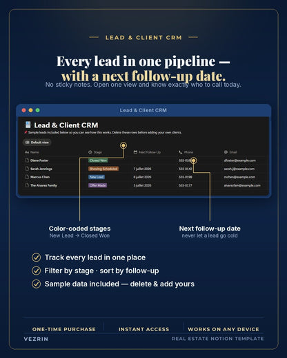 Solo Agent OS: Real Estate Agent Notion Template - Vezrin