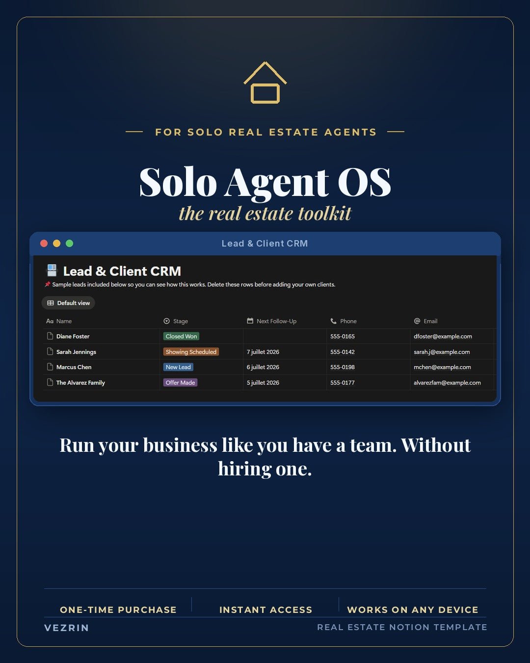 Solo Agent OS: Real Estate Agent Notion Template - Vezrin